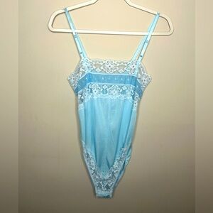 sexy bikini clothes Symmetry Fashions VTG 70s blue lingerie teddy bodysuit coquette lace sexy  large main image 1
